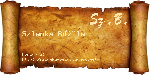 Szlanka Béla névjegykártya